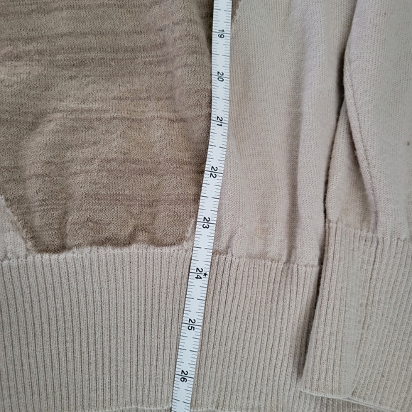 Cortigiani Mens Tan Grandpa sweater size Large Wool Italy mohair 1/4 zip Flaw - Picture 13 of 15